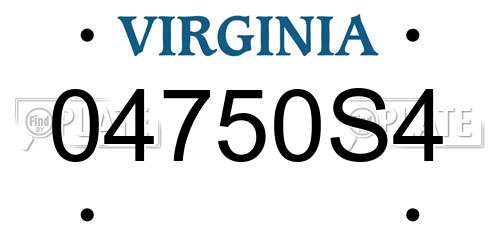 04750S4 Virginia License Plate