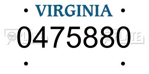 0475880 Virginia License Plate
