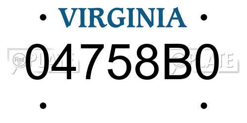 04758B0 Virginia License Plate