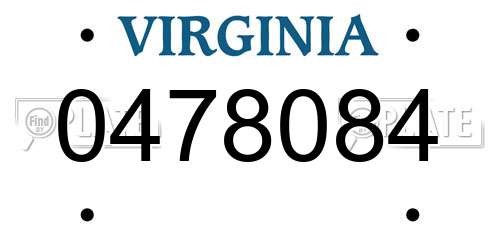 0478084 Virginia License Plate