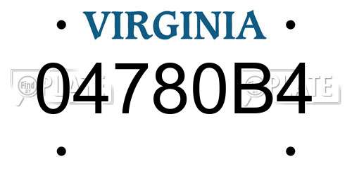 04780B4 Virginia License Plate