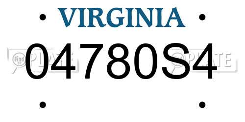 04780S4 Virginia License Plate