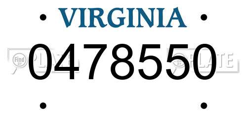 0478550 Virginia License Plate