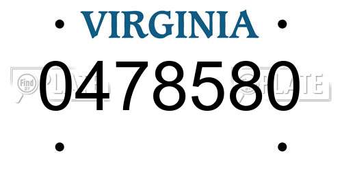 0478580 Virginia License Plate