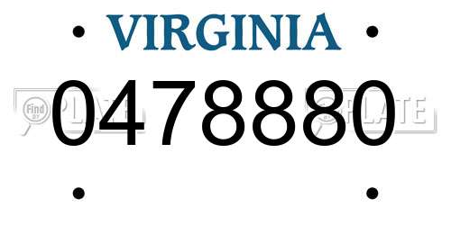 0478880 Virginia License Plate
