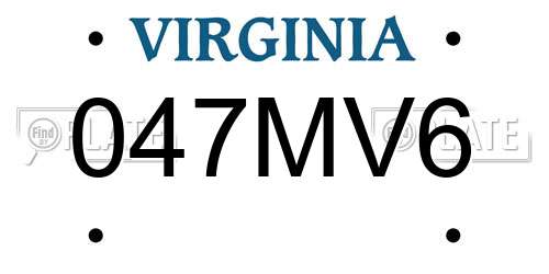 047MV6 Virginia License Plate