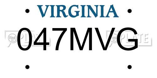 047MVG Virginia License Plate