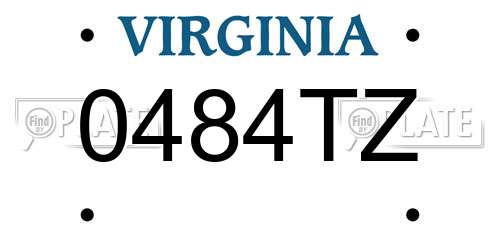 0484TZ Virginia License Plate