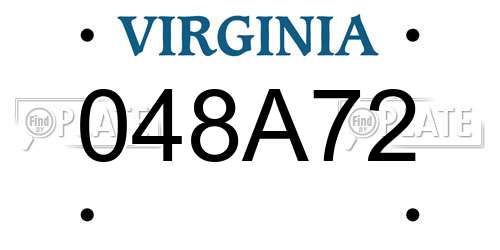 048A72 Virginia License Plate