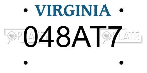048AT7 Virginia License Plate