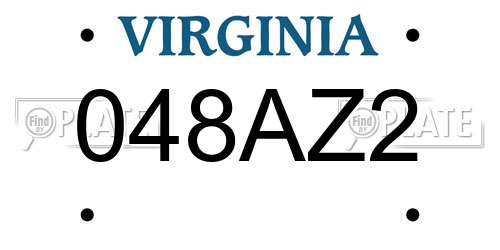 048AZ2 Virginia License Plate