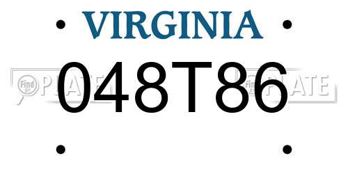 048T86 Virginia License Plate
