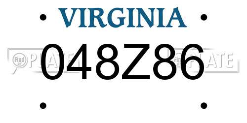 048Z86 Virginia License Plate