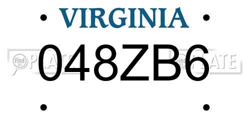 048ZB6 Virginia License Plate