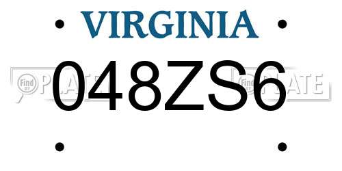 048ZS6 Virginia License Plate