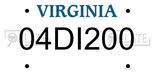 04DI200 Virginia License Plate