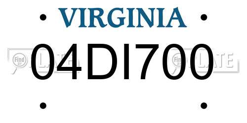 04DI700 Virginia License Plate