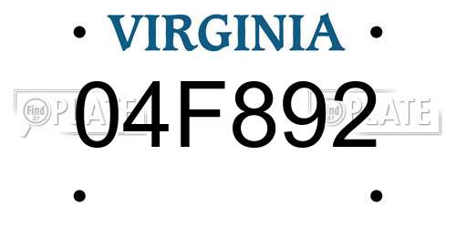 04F892 Virginia License Plate