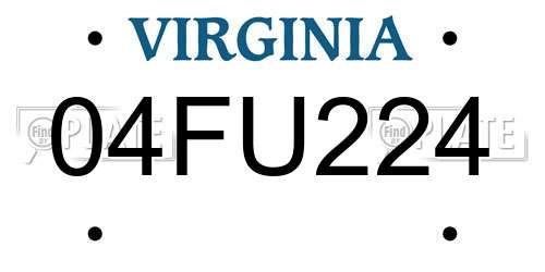 04FU224 Virginia License Plate