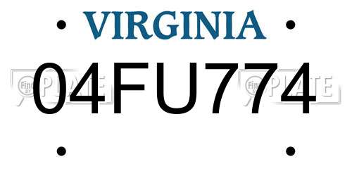 04FU774 Virginia License Plate