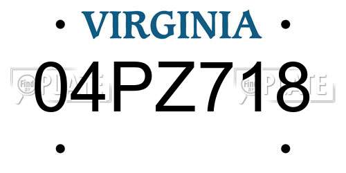 04PZ718 Virginia License Plate