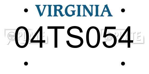 04TS054 Virginia License Plate