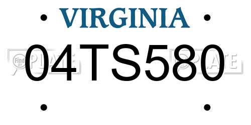 04TS580 Virginia License Plate