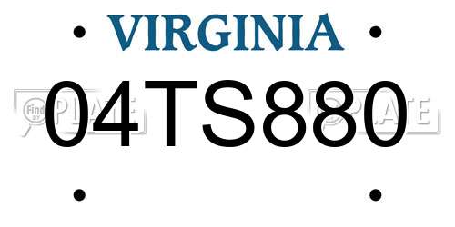 04TS880 Virginia License Plate