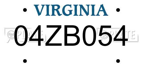 04ZB054 Virginia License Plate