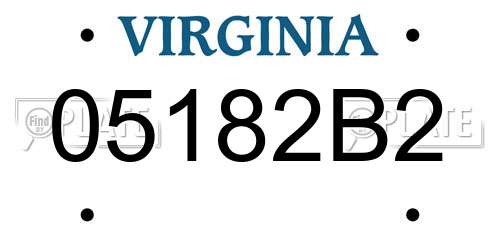 05182B2 Virginia License Plate
