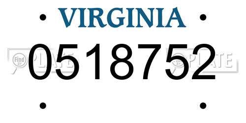 0518752 Virginia License Plate