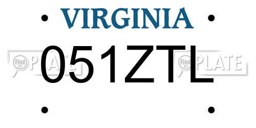 051ZTL Virginia License Plate
