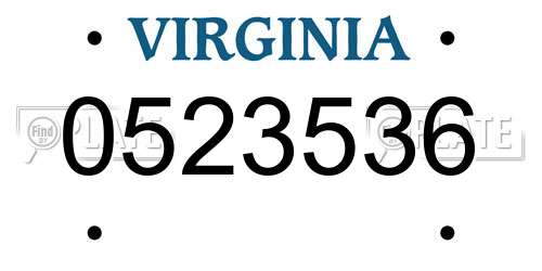 0523536 Virginia License Plate