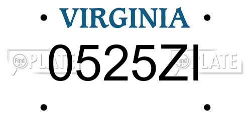 0525ZI Virginia License Plate