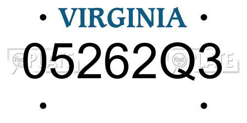 05262Q3 Virginia License Plate