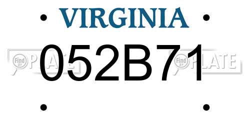 052B71 Virginia License Plate
