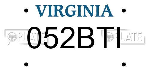 052BTI Virginia License Plate