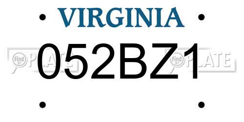 052BZ1 Virginia License Plate