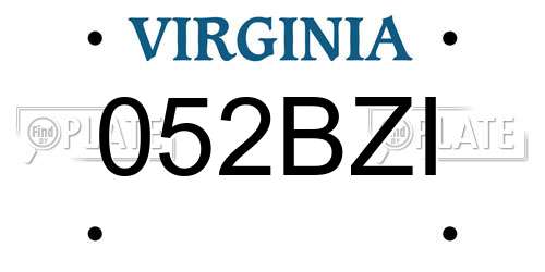 052BZI Virginia License Plate