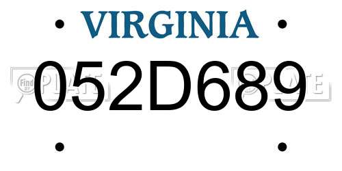 052D689 Virginia License Plate