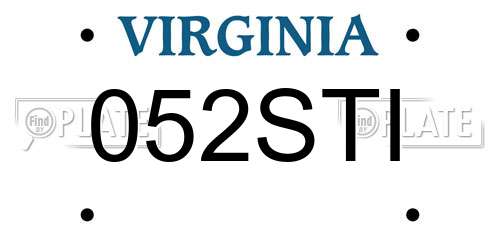 052STI Virginia License Plate