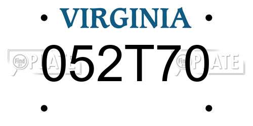 052T70 Virginia License Plate