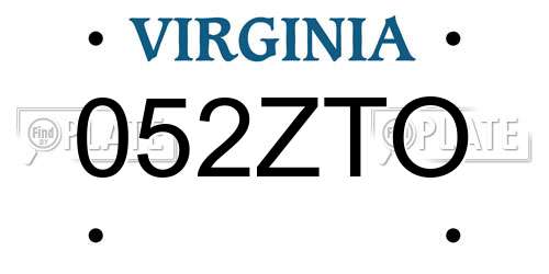 052ZTO Virginia License Plate