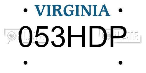 053HDP Virginia License Plate