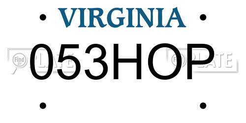 053HOP Virginia License Plate