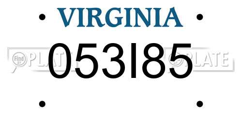 053I85 Virginia License Plate