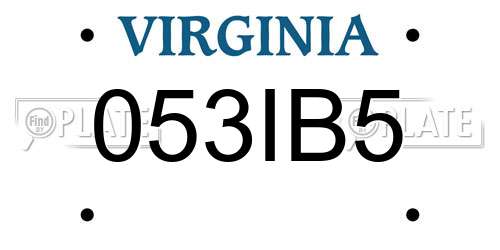 053IB5 Virginia License Plate