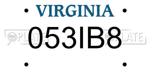 053IB8 Virginia License Plate