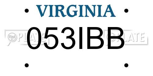 053IBB Virginia License Plate