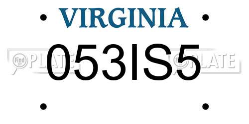 053IS5 Virginia License Plate